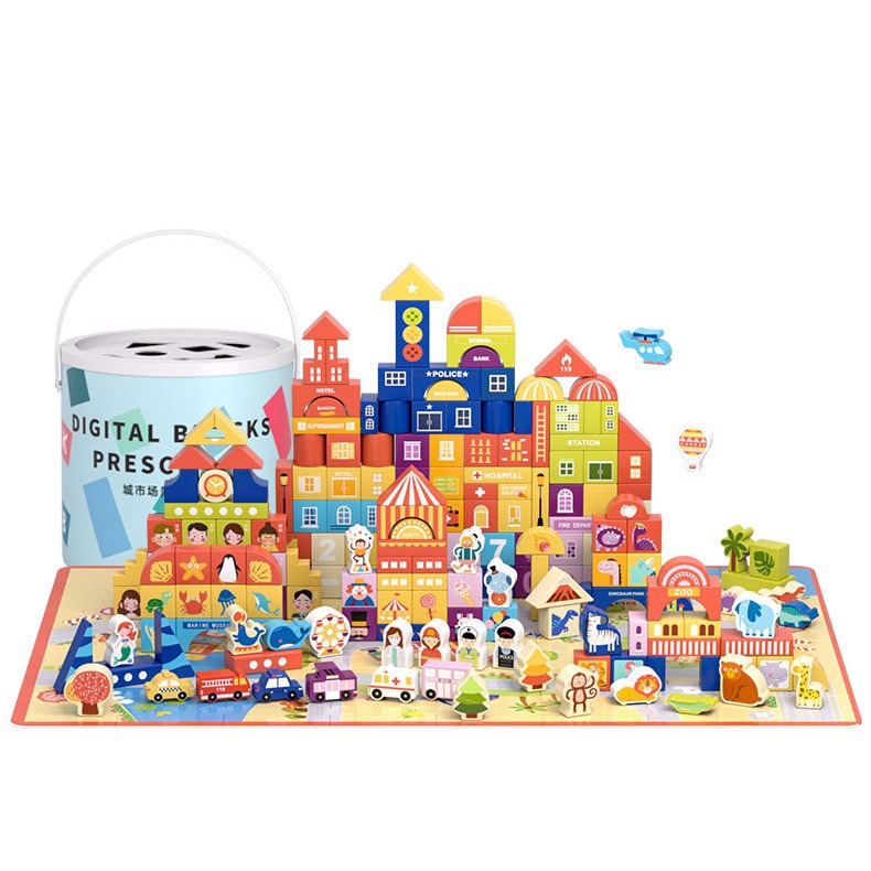 Bloques de construcción para niños transfronterizos, rompecabezas para bebés, juguetes de desarrollo de rompecabezas de madera 2-4 niñas y niños 1-3-6 educación temprana