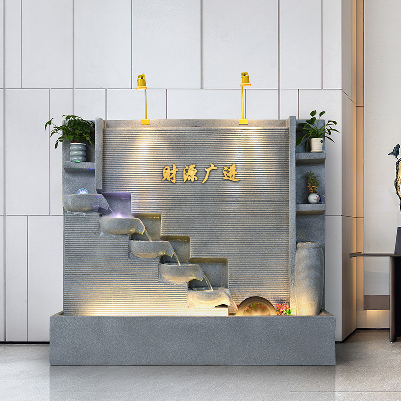 European-Style Flowing Water Wall Waterfall Water Feature Fortune-Attracting Lobby Partition Screen Living Room Circulating Water Wealth-Generating Large Floor-Standing Ornament