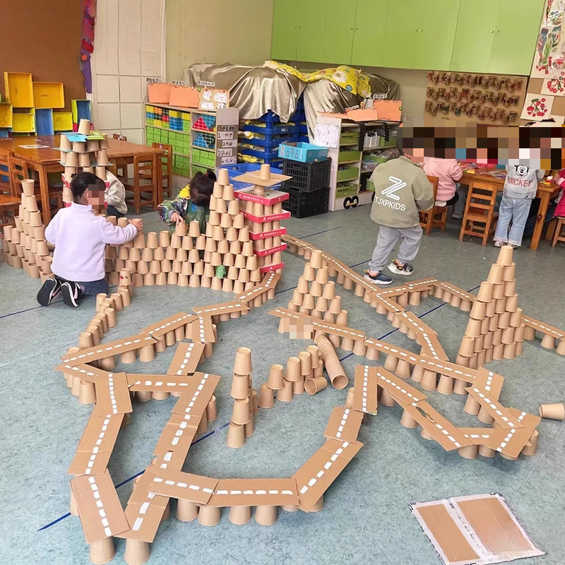 Construction Area Materials Kindergarten Low Structure Large Class Paper Cup Area Colorfulful Kidsren's Handmade Toys Building Art Area
