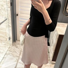 5werkwen ピンクとコーヒーの水玉模様の遊び心のあるサテン水玉模様のフィッシュテールスカート フレンチハイエンドAラインスカート