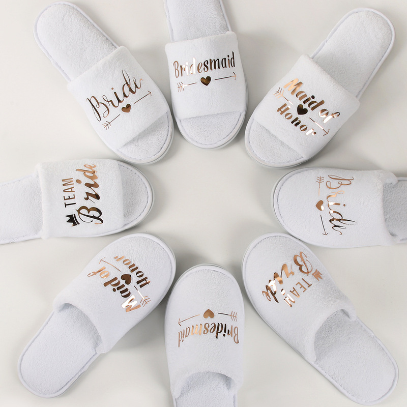 Wedding Pajamas Party Slippers Gold English Bronzing Letters Bride Bridesmaid Wholesale