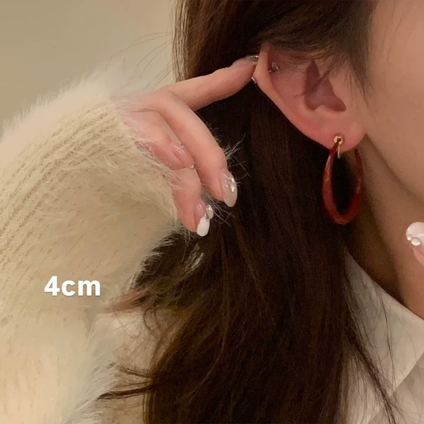 Mosquito coiled ear clip-4CM Ankara red earrings