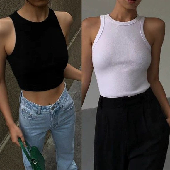 Popular Foreign Trade Item: Ribbed Halter Neck Camisole for Women, Summer Outerwear, Sexy Design Top, Spicy Girl Camisole