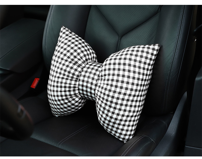 Car Headrest Neck Pillow Fashion Houndstooth Car Headrest Waist Cushion Creative Car Comfortable Neck Pillow Pillow