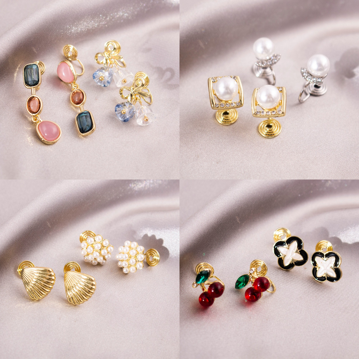 Lujo ligero, incienso pequeño, placa de incienso para mosquitos, pinzas para las orejas, pendientes de nicho para mujeres sin orejas perforadas, pendientes simples, compactas y versátiles de Yiwu al por mayor