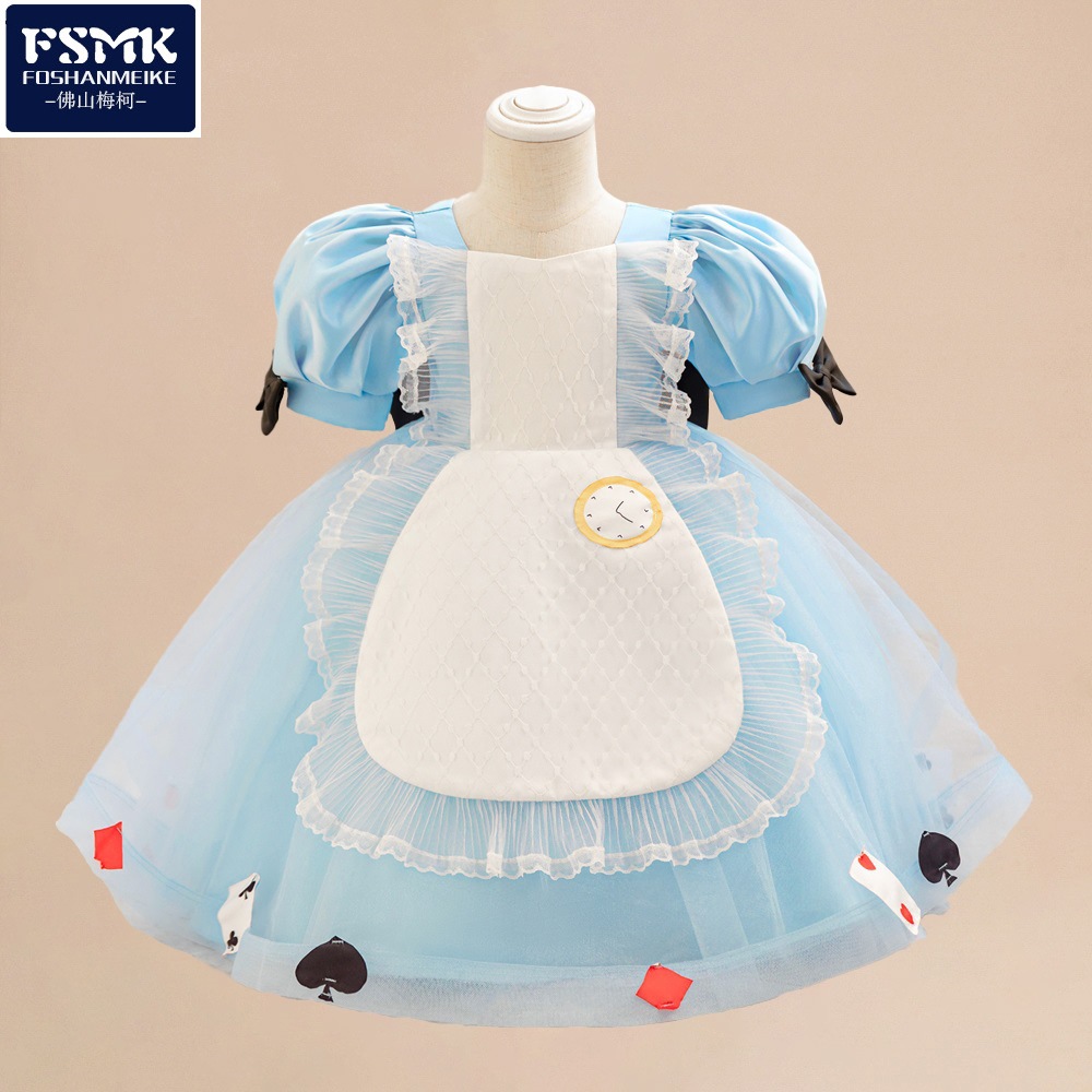 Disfraz de Halloween vestido de princesa cuento de hadas sueños país de las maravillas azul camarera vestido de cosplay vestido de chicas
