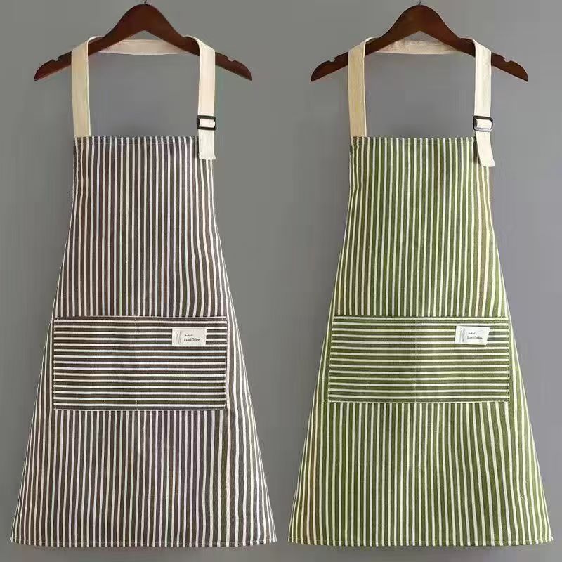 綿と麻のエプロン新しいスタイルのスモック通気性キッチンホームファッション調理防汚と汚れにくいエプロン作業服|undefined