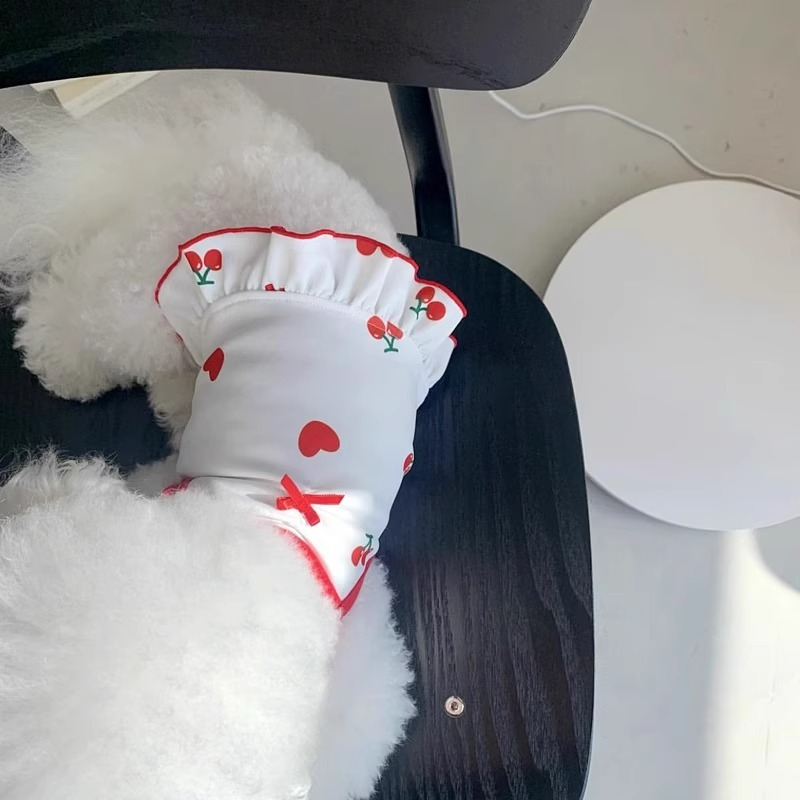 Primavera y verano inswind perro impresa amor cintura cintura cintura vestido gato vestido de dos patas ropa de perro mascota