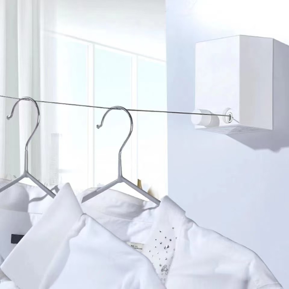 Cuerdas de secado interior sin perforación balcón telescópico oculto de secado de ropa artefacto de alambre de acero percha de secado de ropa contraída