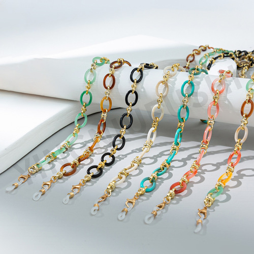 Ins Bohemian style multi-color acrylic eyeglass chain necklace eyeglass cord wholesaler