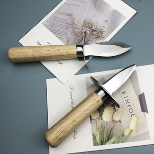 Stainless steel raw oyster knife wholesale oyster knife stainless steel pry knife kitchen utensils open scallop knife wooden handle open oyster knife