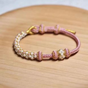 Lily of the Valley Bracelet for Women, Handmade Woven Bracelet, Peach Blossom and Small Orchid Style, Forest Style Small Orchid, Best Friend 2025 New Model