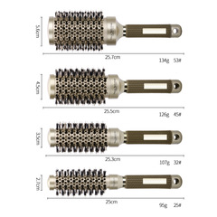 Golden Cylindrical Curling Roller Comb – Professional Styling Bristle Brush with Heat-Conductive Air-Aluminum Tube & Ceramic Finish – Hairdressing Tool