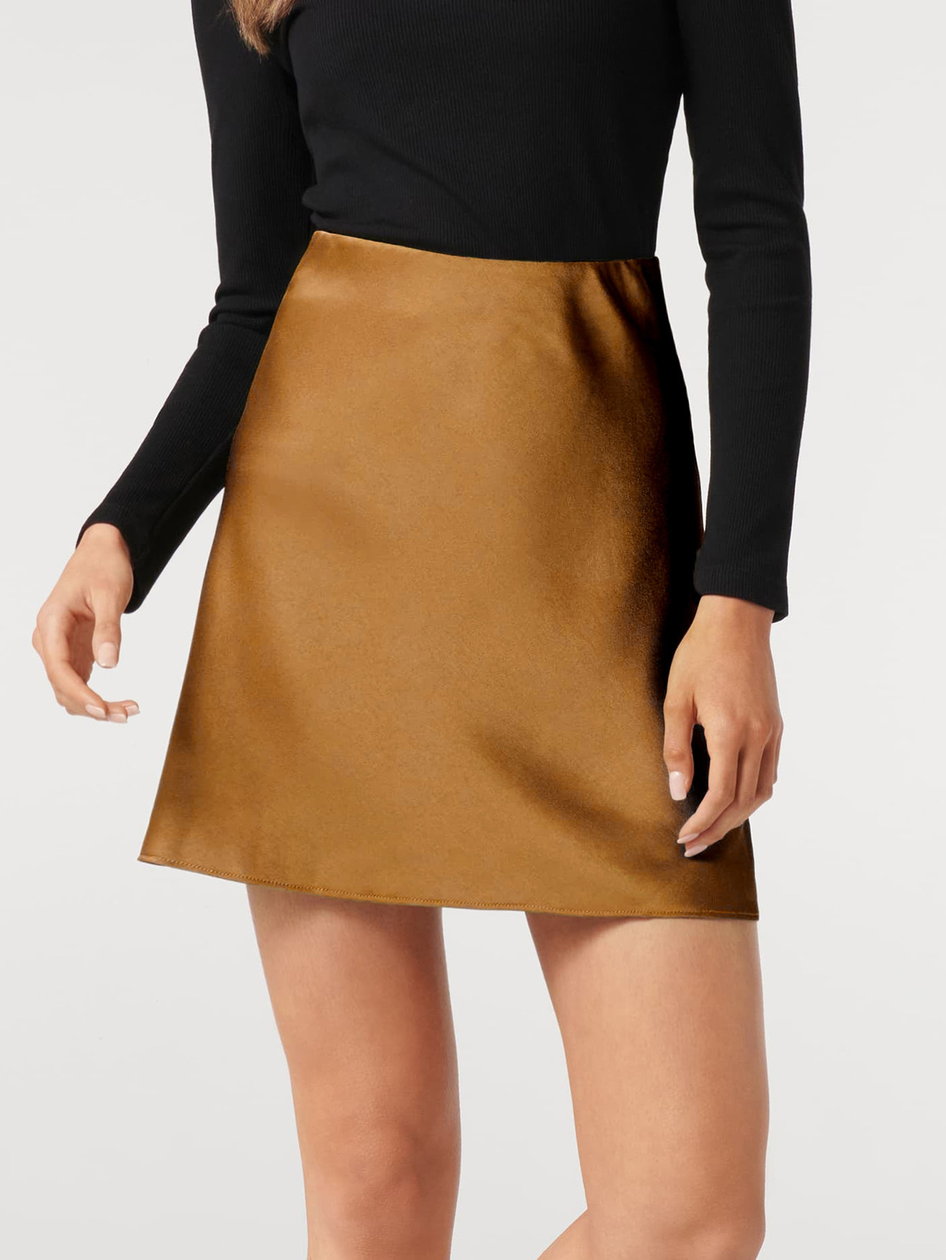 2026 New Women High Waist Satin Mini Skirt Chic A-line Zipper Short Skirt_ecoleips.com