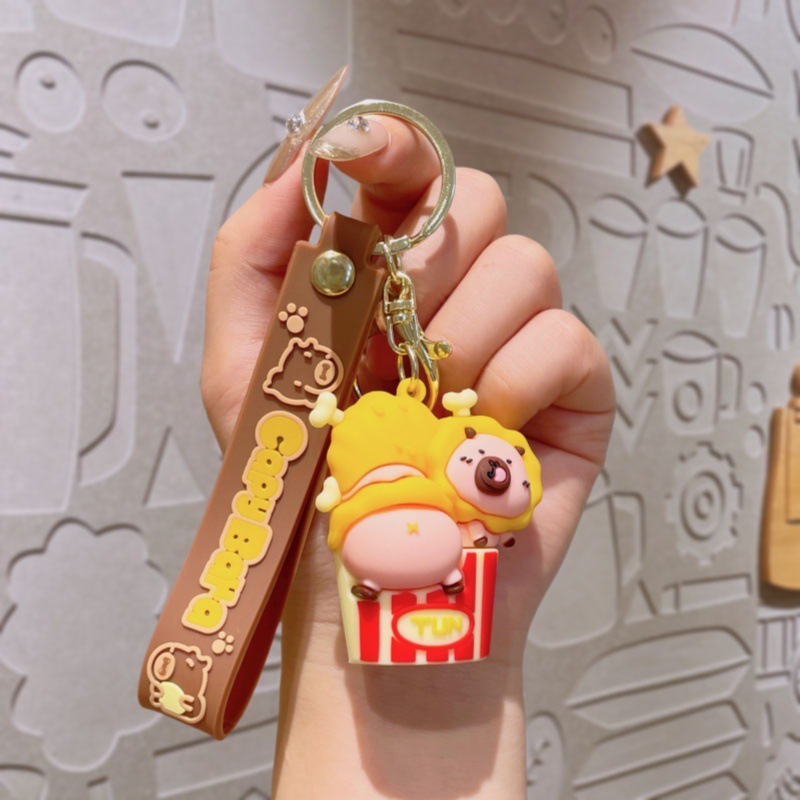 ハンバーガーカピバラクリエイティブ小さなギフトキーホルダー PVC ソフトラバーバッグカピバラキーホルダーペンダント人形|undefined