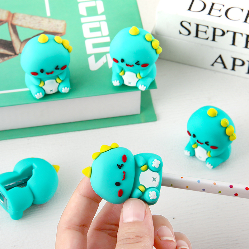 dibujos animados estereoscópicos dinosaurio afilador de lápiz creativo para niños de escuela primaria estilo portátil afilador de lápiz papelería