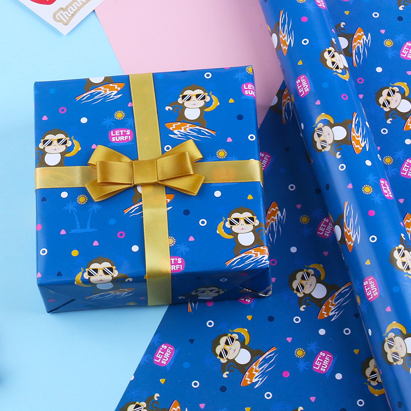 Nuevo papel de regalo de cumpleaños especial transfronterizo caja de regalo de dibujos animados papel decorativo papel de regalo al por mayor