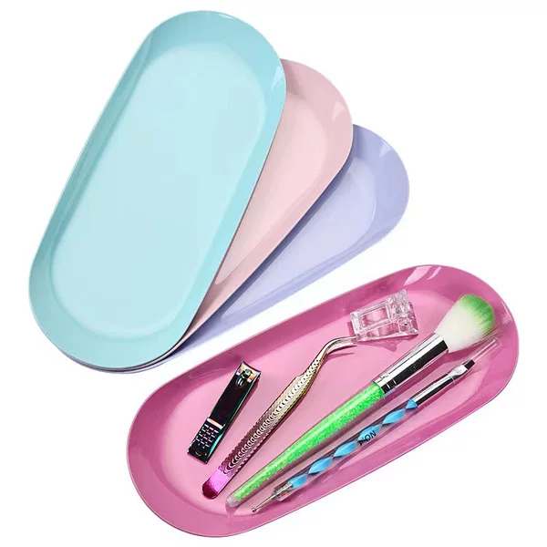 Korean Ins Style Stainless Steel Jewelry Tray Nail Art Desktop Tool Storage Tray Oval Metal Tray