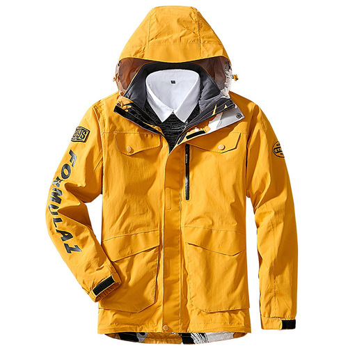 Men's new outdoor couple's windbreaker jacket, men's three-in-one two-piece set, autumn/winter detachable coat, group purchase