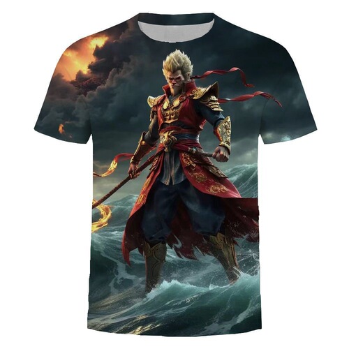 Black Myth Wukong Game Summer Loose American Style Men's 3D T-Shirt