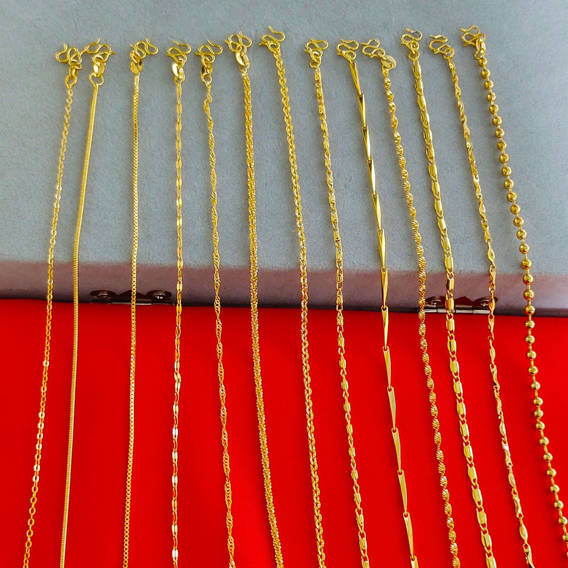 批发沙金锁骨链女款 单链仿黄金项链女蛇骨水波短款女士项链代发