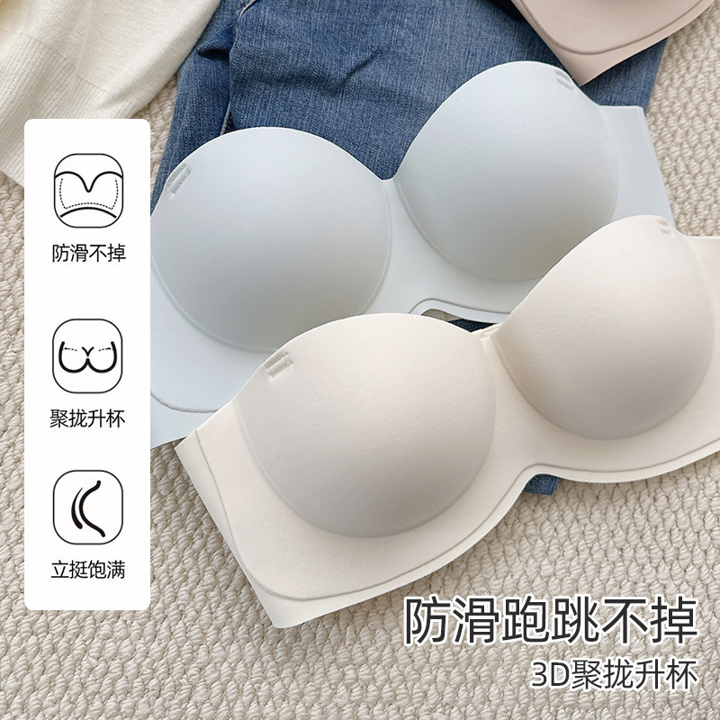 Strapless Bra for Women, Anti-Slip, Anti-Fall, Push-Up, Small Chest, Strapless, No Steel Ring, Seamless Invisible Bra for Summer Strapless Bra for Women, Anti-Slip, Anti-Fall, Push-Up, Small Chest, Strapless, No Steel Ring, Seamless Invisible Bra for Summer