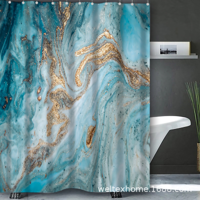 2026 New Products Cross-Border Amazon Aliexpress Simple Marble Texture Shower Curtain Manufacturer Wholesale 2026 New Products Cross-Border Amazon Aliexpress Simple Marble Texture Shower Curtain Manufacturer Wholesale