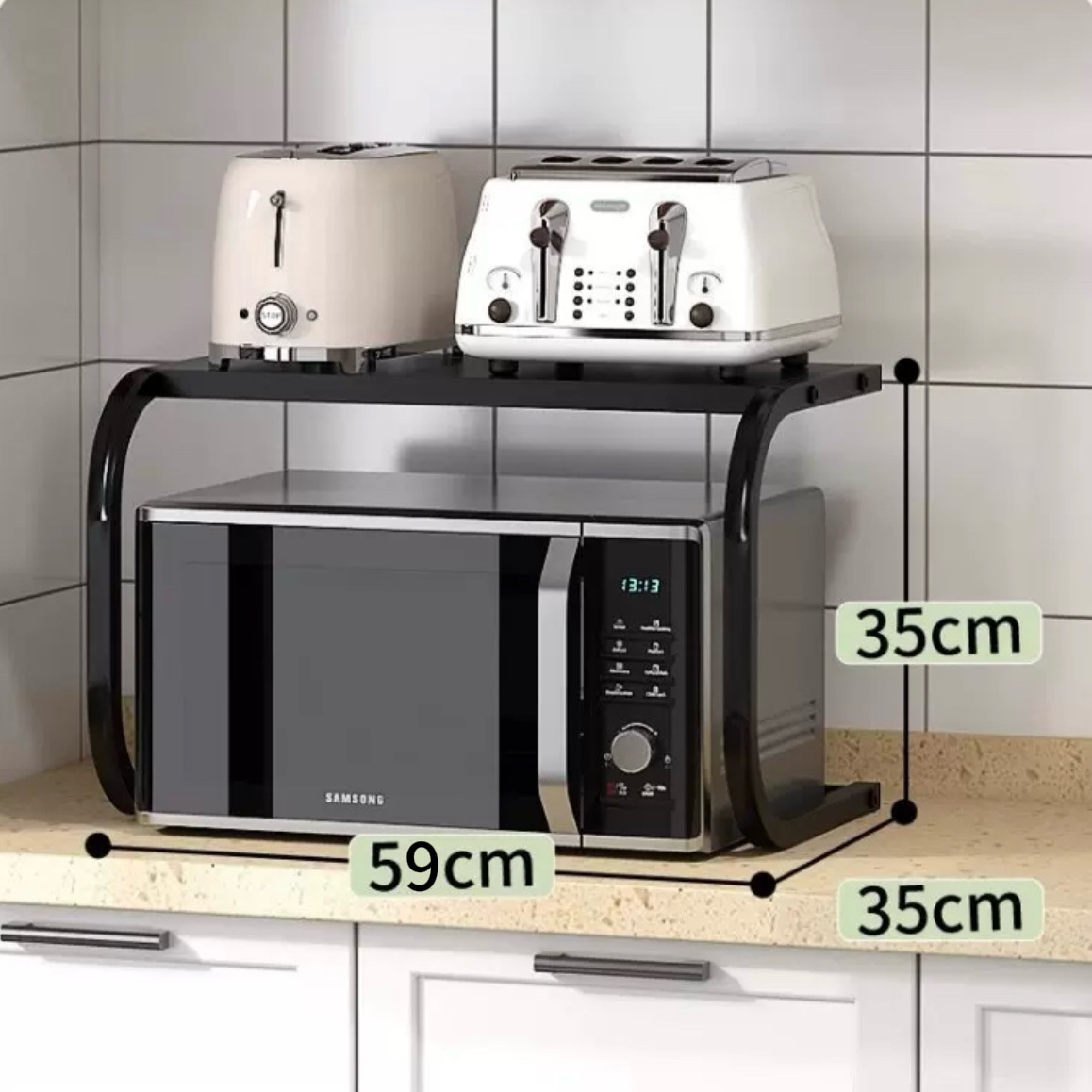 Estante para Microondas de Cocina de Acero al Carbono Multifuncional
