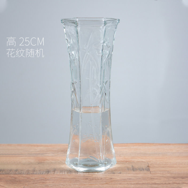 Jarrón de vidrio recto de bambú rico contenedor hidropónico micro paisaje decoración ins estilo creativo simple florero alto sentido