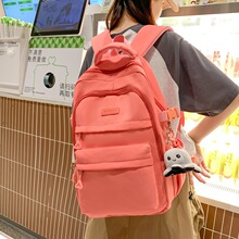 甜美学生书包2023开学季初高中大容量双肩背包挂件双肩包一件代发