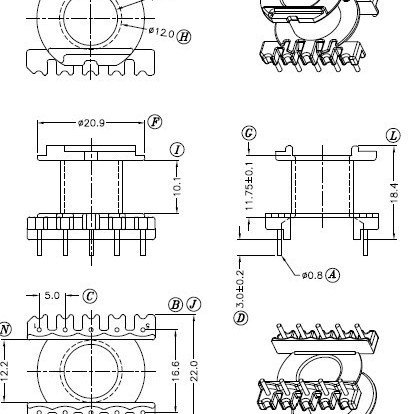 ER2820变压器骨架电木骨架ER28高频骨架立式5+5针 磁芯骨架