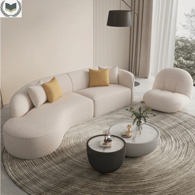 High-End Light Luxury Internet Celebrity Sofa Beauty Salon Sofa Cream Style Home Small Apartment Living Room Curved Sofa Irregular