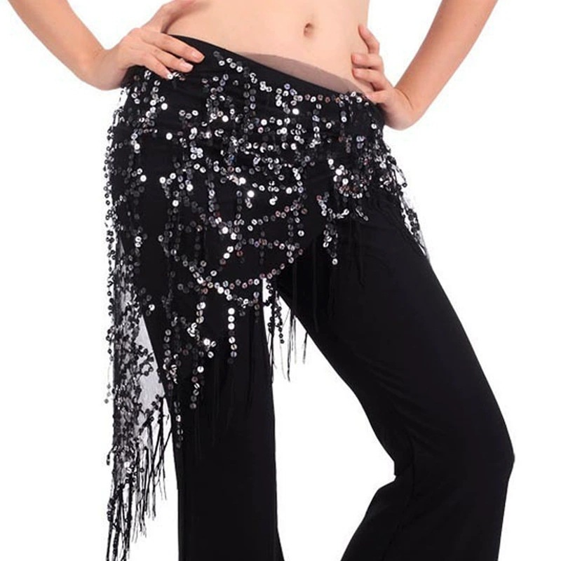 Belly Dance Skirt Triangle Towel Hip Towel Sequin Waist Chain Tassel All-match Waist Towel Hanging Spike Oriental Dance Practice Waist Towel Shawl