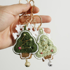 クリスマス新作手編みストラップ毛糸鉤織クリスマスツリー雪花キーホルダー手作りストラップ完成品