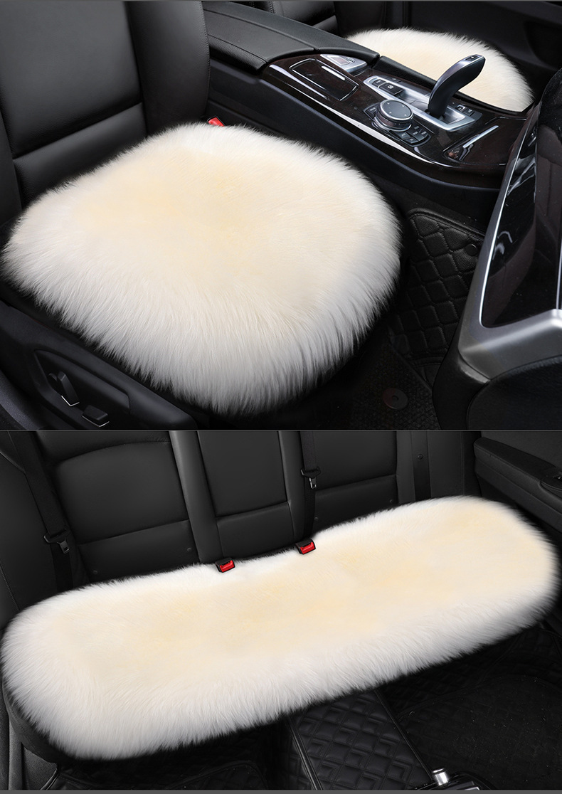 Whole Goatskin Cushion, Pure Wool Car Seat Cushion, Backless Three-Piece Set, Front and Rear Single-Piece Square Cushion, Fur Integrated
