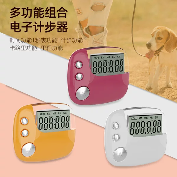 Factory direct five-function single-row pedometer shape unique back clip pedometer