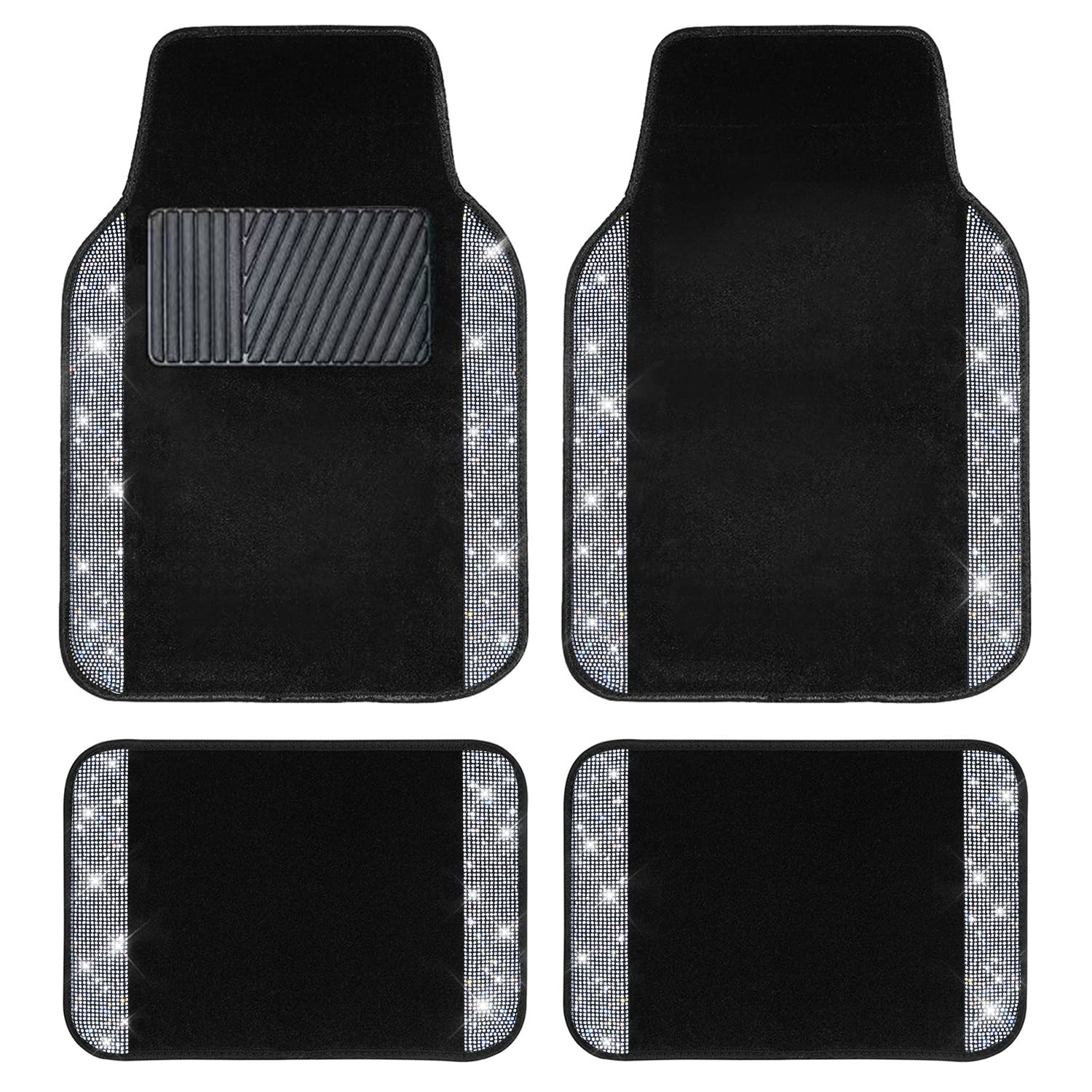 Cross-border universal car floor mats, velvet with sparkling rhinestones, full crystal anti-slip PVC car interior floor mats