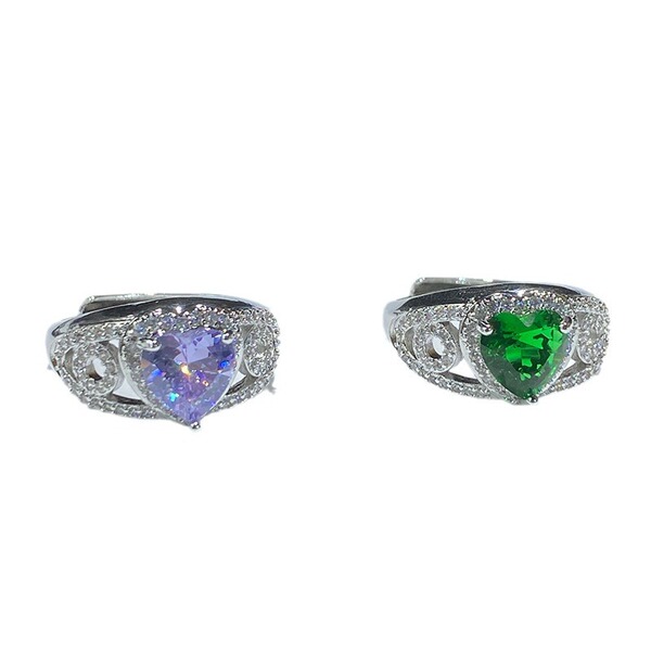 Organic antique malachite green ring emerald heart shaped with…