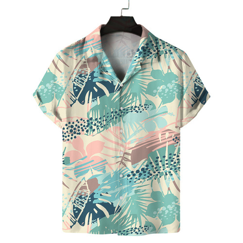 Men's Spring New Western Men's Clothing 3D Printed Thin Casual Beach Aloha Shirt