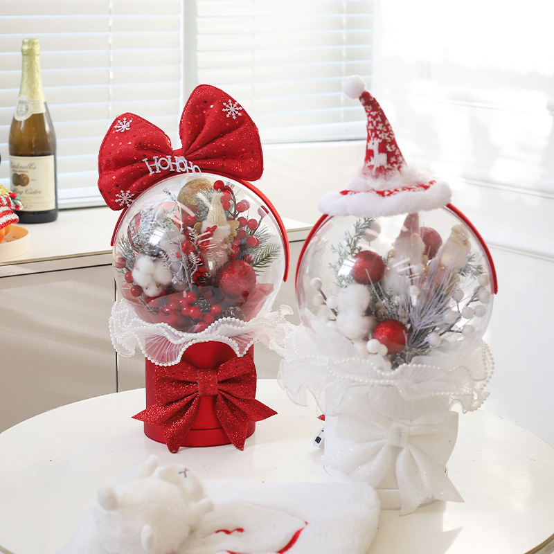 Christmas creative gifts deer bow tie Santa hat headband bobble ball material pack tote bag wholesale