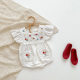 Baby Summer Clothes Korean Triangle Hassel Western Style Embroidered Flying Sleeve Bag Fart Clothes Full Moon Year Old Girl Summer Thin