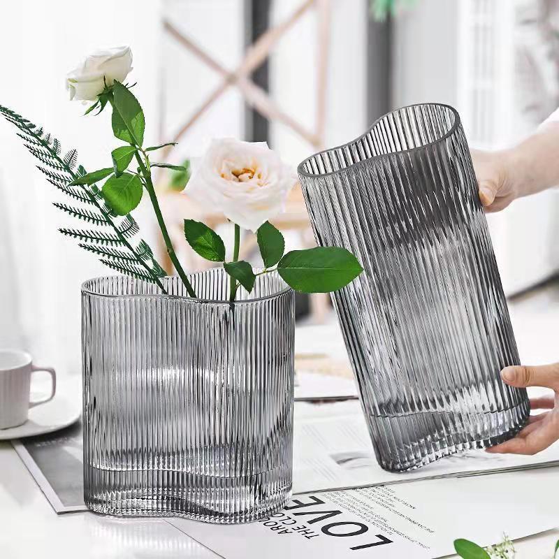 Jarrón de Vidrio Vertical Nórdico, Decoración Creativa para el Hogar, Sala de Estar, Arreglo Floral, Jarrón Hidropónico, Decoración con Rosas