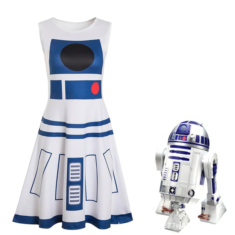 Cross Border Star Wars R2-D2 Anthropomorphic cospaly Costume Ladies Jumpsuit Halloween Stage Performance Costume