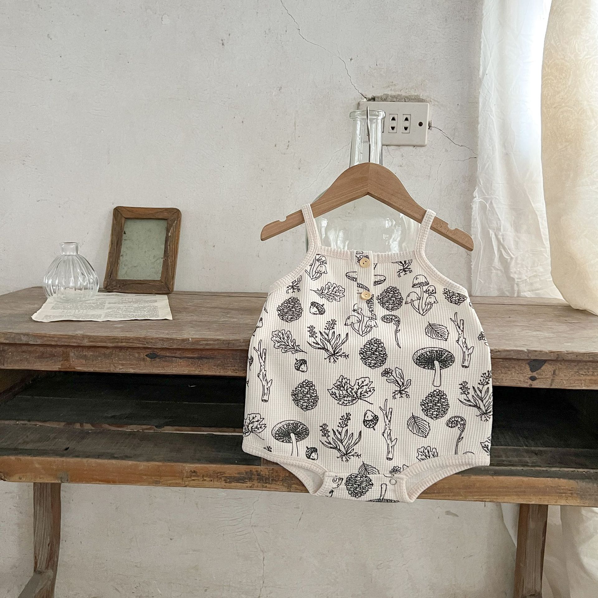 Estilo coreano verano niños y niñas bebé algodón dibujos animados impreso Correa mameluco ins recién nacido versátil suelta mameluco