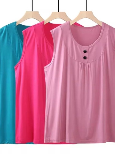 Relaxed Plus Size Fat Button Camisole Top for Women, Summer Minority Outerwear, Loose and Slimming Sleeveless Top