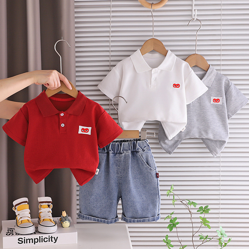 Children's Stylish 2026 New Boys' Summer Outfit Set, Baby Summer Thin Trendy Short-Sleeve and Shorts Two-Piece Set