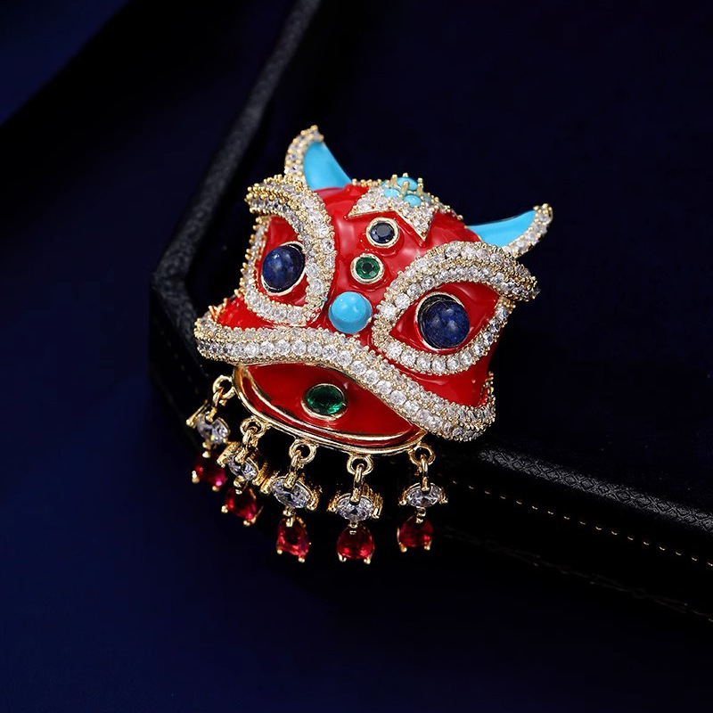 국가 트렌드 사자 각성 브로치, 고급 여성 틈새 디자인 크리에이티브 핀, 가벼운 럭셔리 기질 코사지, 코트, 정장 액세서리
