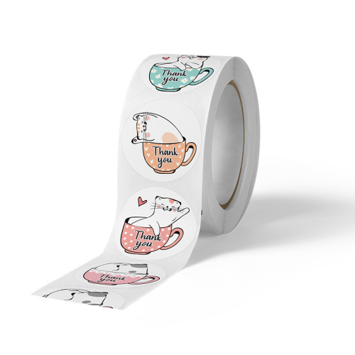 Rolled round envelope thank you stickers Baked cake gift box thankyou seal stickers