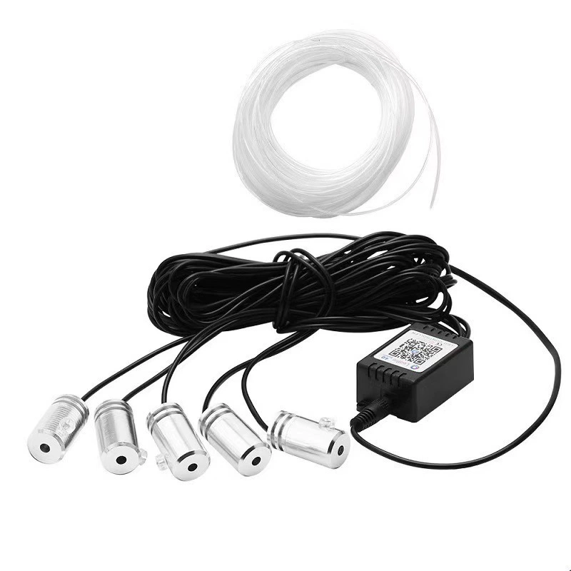 Автомобильный атмосферный светильник, украшение для ног, световод, оптоволоконный атмосферный светильник, управление через приложение для мобильного телефона, красочный холодный свет