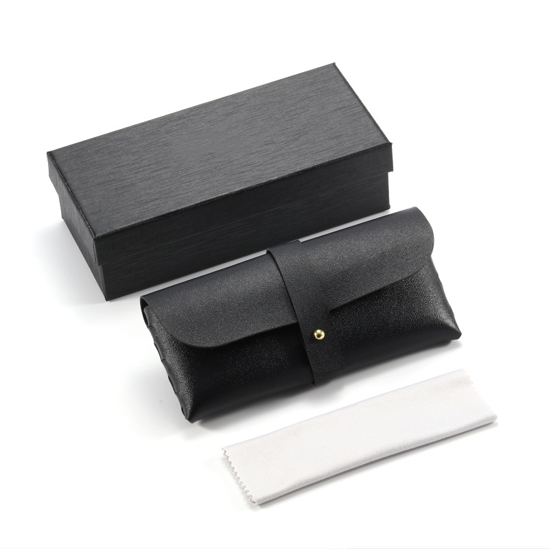 新しいメガネ包装箱、上下カバー、サングラスセット、折りたたみ収納、丸型バッグ、ミラーファブリック、レザーバッグ、アクセサリー、メガネケース